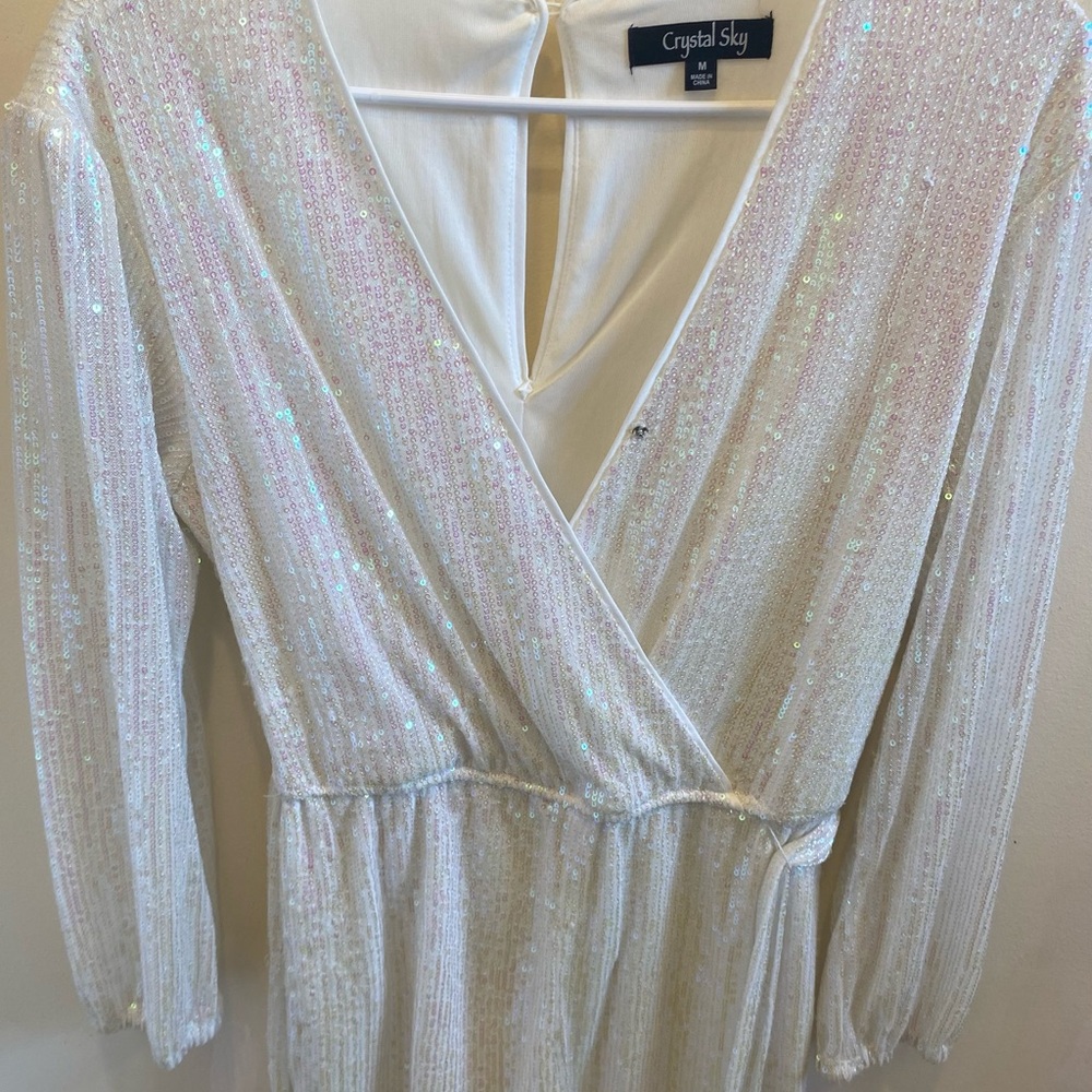 Crystal Sky White Sequin romper